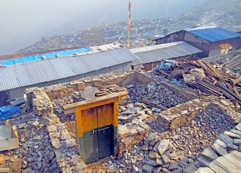 Debris of the damaged houses due to last yearu0092s earthquake, in Barpak, Gorkha, on Tuesday, May 24, 2016. Photo: THT