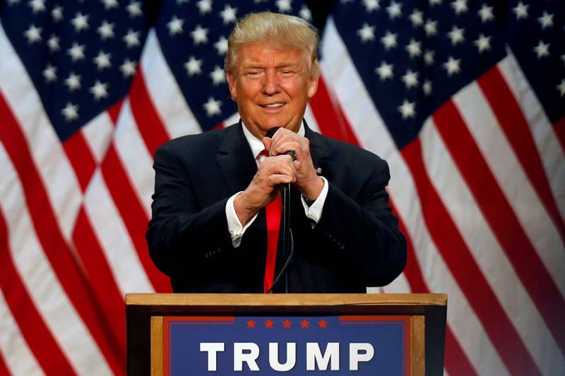 Republican US presidential candidate Donald Trump speaks at a campaign rally in Eugene, Oregon, US on May 6, 2016. Phtoto: Reuters