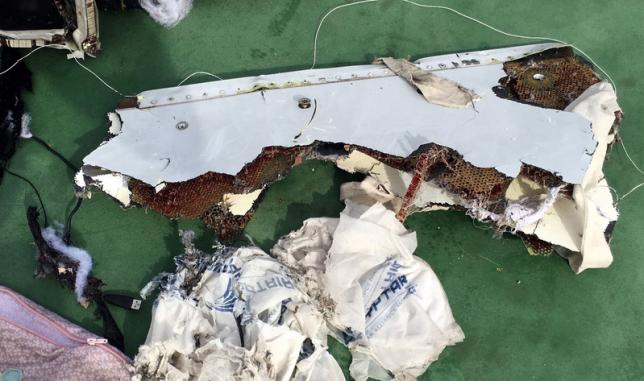 Recovered debris of the EgyptAir jet that crashed in the Mediterranean Sea is seen in this handout image released May 21, 2016 by Egypt's military. Egyptian Military/Handout via Reuters