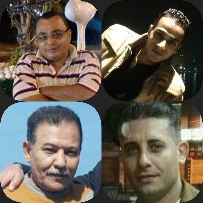This undated, composite, handout image shows pictures (clockwise from top left) of 62-year old Tareq Saad, his son 26-year-old Saad, his son-in-law Salah Ali, and Mustafa Bakr, a family friend. These are four of the five slain men shot by Egyptian police last month in relation to the death of Italian Ph.D. student Guilio Regeni. The Egyptian police announced that the five are members of a criminal gang specialised in kidnapping and robbing foreigners and while searching a gang leader's home, came upon Regeni's bag. Photo: Courtesy of Rasha Tareq Saad via AP