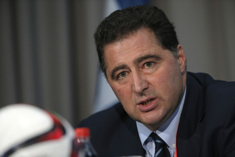FILE - FIFA chairman of audit and compliance Domenico Scala attends a press conference in Marrakech, Morocco, on Friday, December 19, 2014. Photo: Christophe Ena/AP