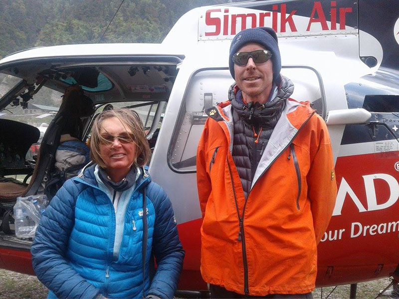 German nationals --Jugrun Ziermann (left) and Tobias Groenes -- were rescued after they were trapped in a snowstorm while returning from the expedition of Saribung Peak. Photo Courtesy: Manang' CDO Bhimkanta Sharma