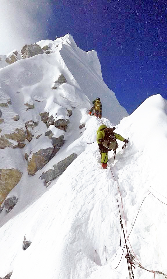 Mountaineers heading towards the summit of Mount Everest, on Thursday, May 12, 2016. Courtesy: Arnold Coster