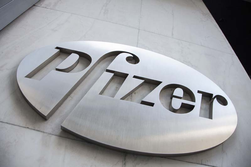 The Pfizer Inc logo is seen at their world headquarters in New York on April 28, 2014.  Photo: Reuters/ File