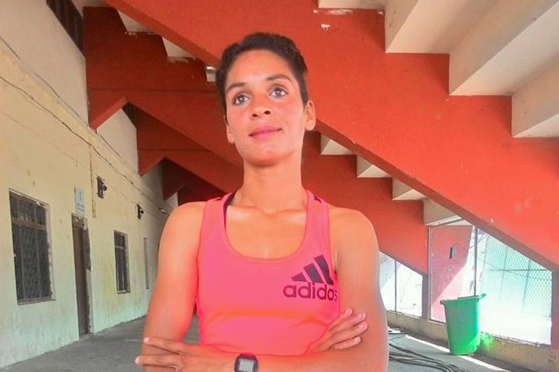 Athlete Saraswoti Bhattarai of Tribhuvan Army Club qualified for the Rio Olympic Games here on Sunday, May 8, 2016. Photo: THT