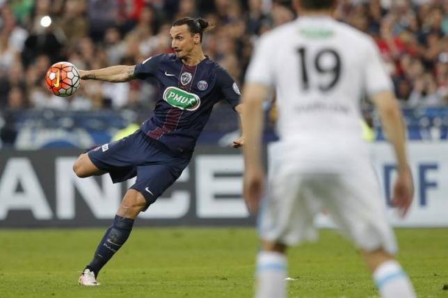 Football Soccer - Olympique Marseille v Paris St Germain - France Cup Final - Stade de France, Saint-Denis, France - 21/05/2016. Paris St Germain's Zlatan Ibrahimovic in action. REUTERS/Benoit Tessier