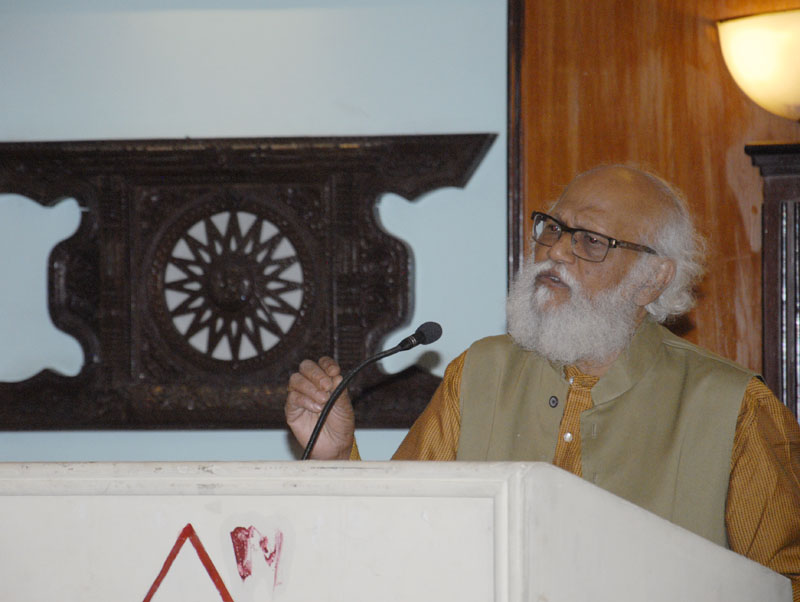 Veteran Indian artist/poet Jatin Das at an interaction session, organised by BP Koirala India-Nepal Foundation in association with Nepal Art Council on May 24 at Malla Hotel, Lainchaur. Photo: Balkrishna Thapa Chhetri/THT