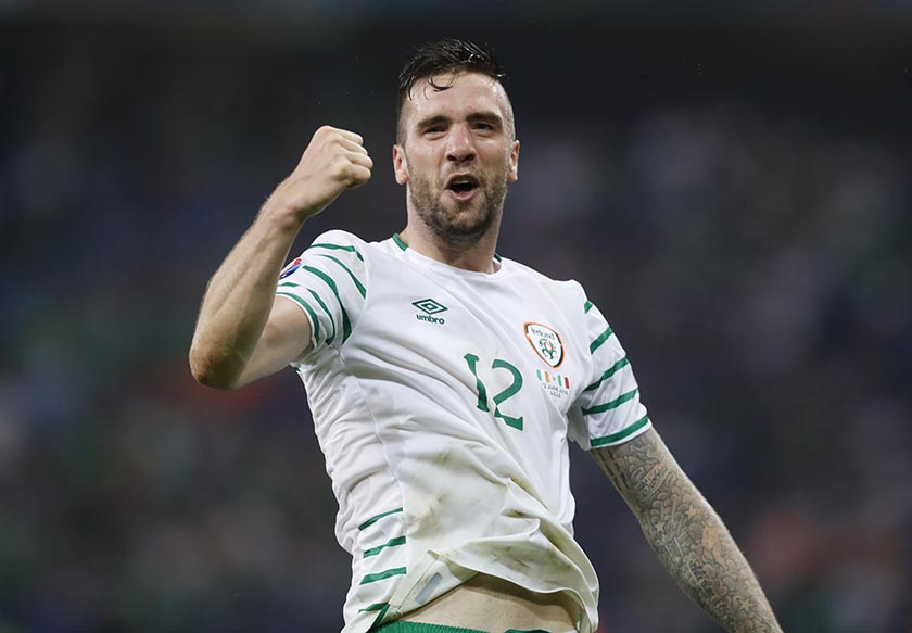 Republic of Ireland's Shane Duffy celebrates at the end of the Group E match against Italy at Stade Pierre, Mauroy, Lille, France, on June 22. Photo: Reuters