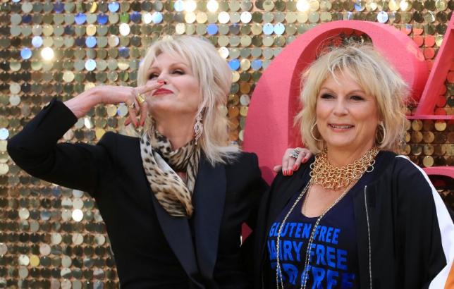 Joanna Lumley (L) and Jennifer Saunders arrive for the world premiere of ''Absolutely Fabulous'' at Leicester Square in London, Britain June 29, 2016.  REUTERS/Paul Hackett