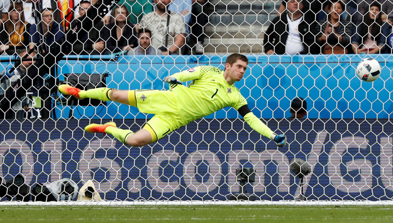 Northern Ireland's Michael McGovern in action during Euro 2016 against Germany at Parc des Princes in Paris, on Tuesday, June 21, 2016. Photo: Reuters