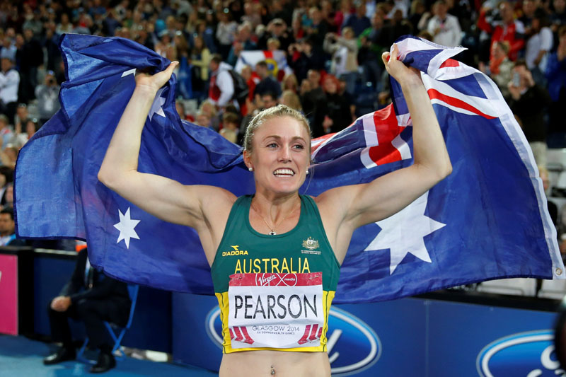 Sally Pearson of Australia celebrates after winning the gold medal in the women's 100m hurdles at the 2014 Commonwealth Games in Glasgow, Scotland, August 1, 2014.  Photo: Reuters/File