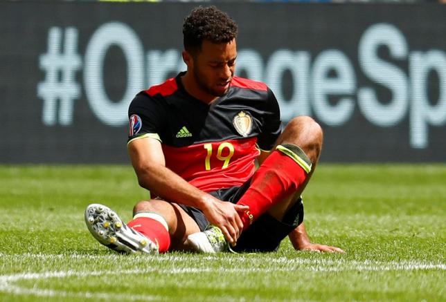Belgium's Mousa Dembele sustains an injury. Photo: Reuters/File n