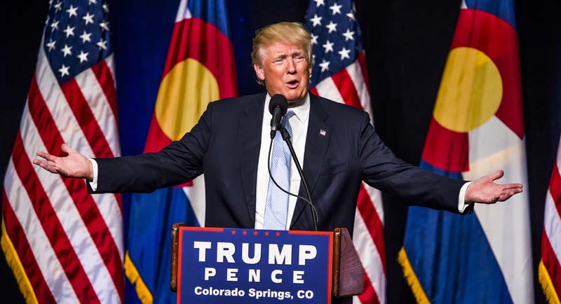 Republican presidential candidate Donald J Trump speaks Friday July 29, 2016, in Colorado Springs, Colorado. Photo: AP