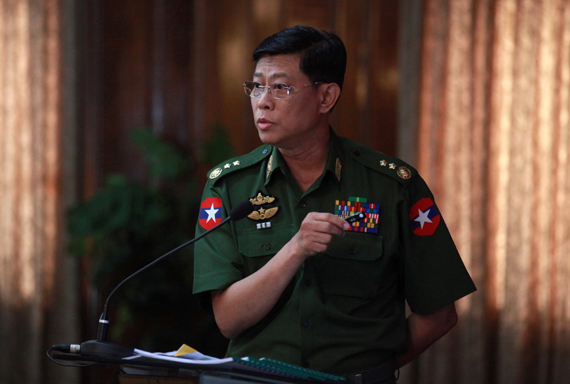Mynamar Deputy Major General Mya Tun Oo attends a press conference in Yangon, Myanmar on July 20, 2016. Photo: REUTERS