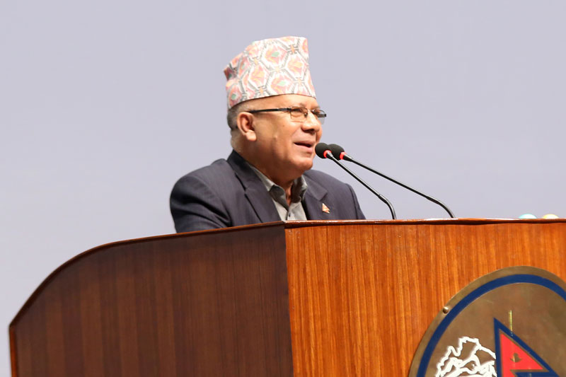 CPN-UML senior leader and former Prime Minister Madhav Kumar Nepal speaking at the Legislature-Parliament in New Baneshwor on Saturday, July 23, 2016. Photo: RSS 