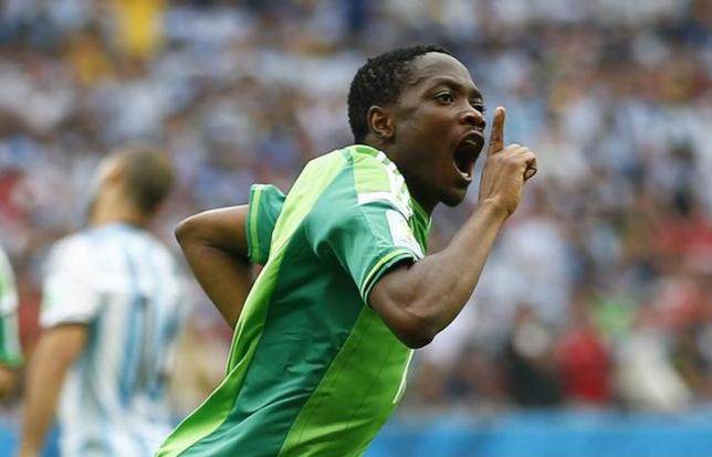 Nigeria's Ahmed Musa celebrates after scoring his team's second goal against Argentina during their 2014 World Cup Group F soccer match at the Beira Rio stadium in Porto Alegre June 25, 2014.  REUTERS/Darren Staples