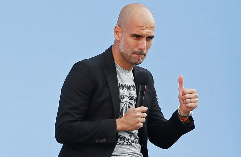 Manchester City manager Pep Guardiola is presented to the fans at City Academy Stadium on July 3, 2016. Photo: Reuters/File nn