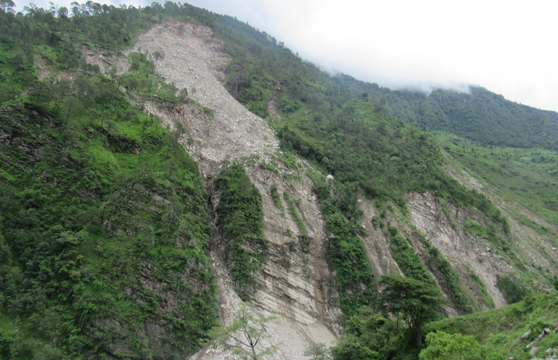 A landslide in Paima of Kailashmandau VDC in Bajura district in July 2016. Photo: Prakash Singh