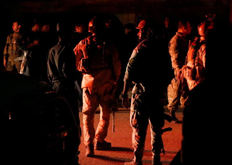 Afghan security forces arrive at the site of an attack at American University of Afghanistan in Kabul, Afghanistan, on August 24, 2016. Photo: Reuters