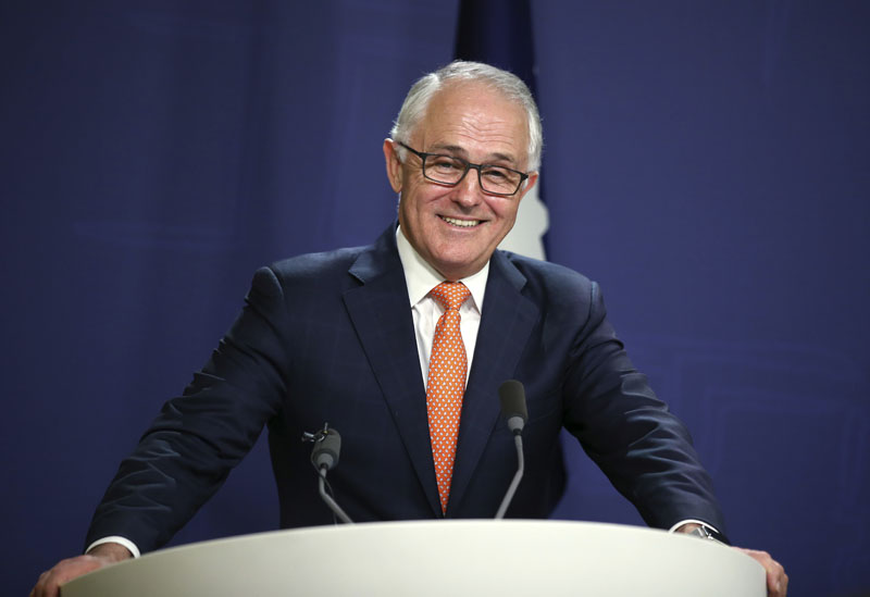 Australian Prime Minister Malcolm Turnbull smiles as he speaks at the government offices in Sydney, on Sunday, July 10, 2016. Photo: AP