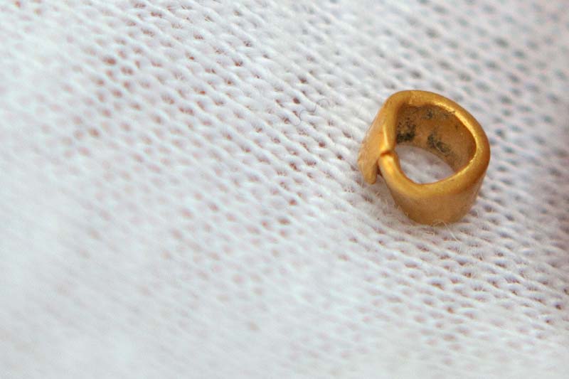 File- A 15-centigrams gold bead is pictured in village of Yunatsite, Bulgaria, on August 8, 2016. Photo: Reuters