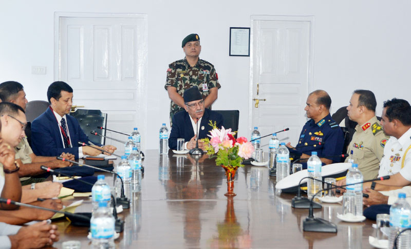 A delegation of Bangladesh security officials meets Prime Minister Pushpa Kamal Dahal at PM's official residence, in Balwatar, Kathmandu, on Wednesday, August 17, 2016. Photo: PM's Secretariat