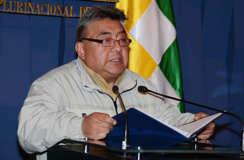 File- Bolivia's Deputy Minister of Internal Affairs Rodolfo Illanes speaks during a press conference at the government palace in La Paz, Bolivia, on November 26, 2014. Photo: AP