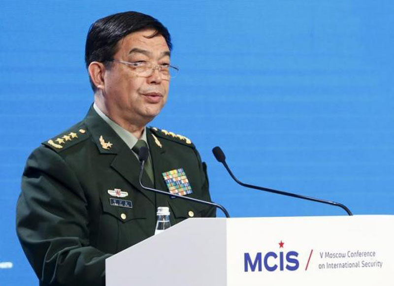 Chinese Defence Minister Chang Wanquan delivers a speech as he attends the 5th Moscow Conference on International Security (MCIS) in Moscow, Russia, on April 27, 2016. Photo: Reuters