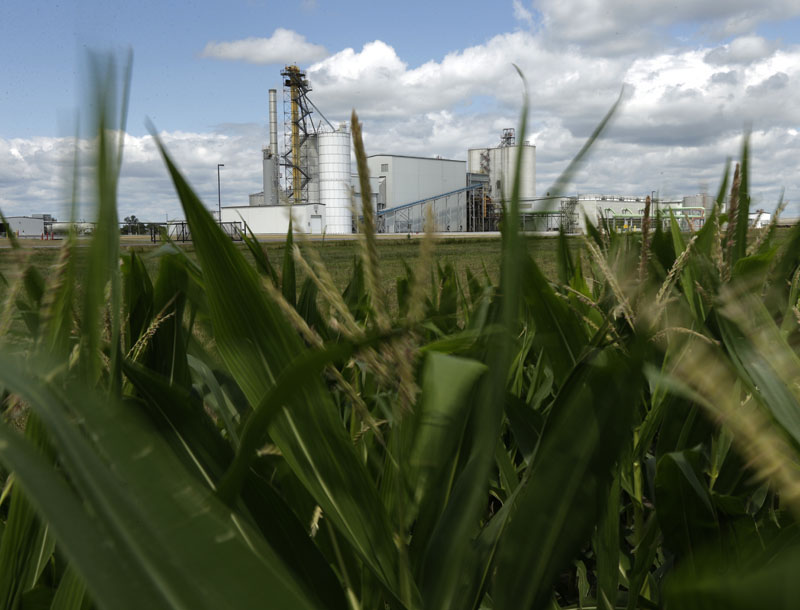 FILE - An ethanol plant stands next to a cornfield near Nevada, Iowa, on July 20, 2013. Photo: AP