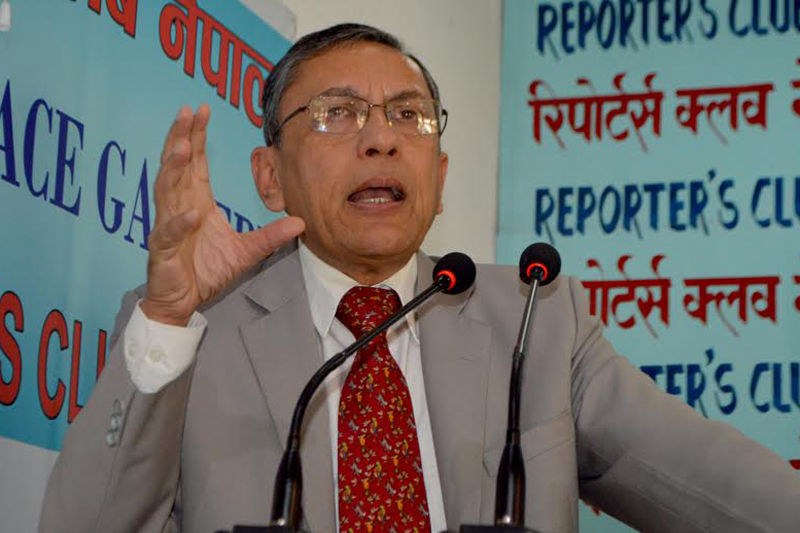 Indian Ambassador to Nepal Ranjit Rae speaks with journalists in Kathmandu, on Wednesday, August 17, 2016. Photo: Reporters' Club
