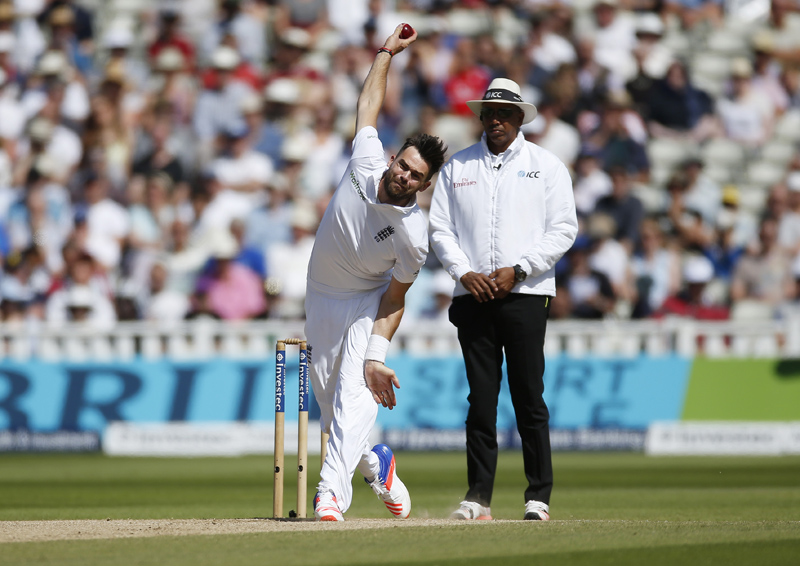 England's James Anderson bowls during Third Test cricket match against Pakistan at Edgbaston, on Sunday, August 7, 2016. Photo: Reuters