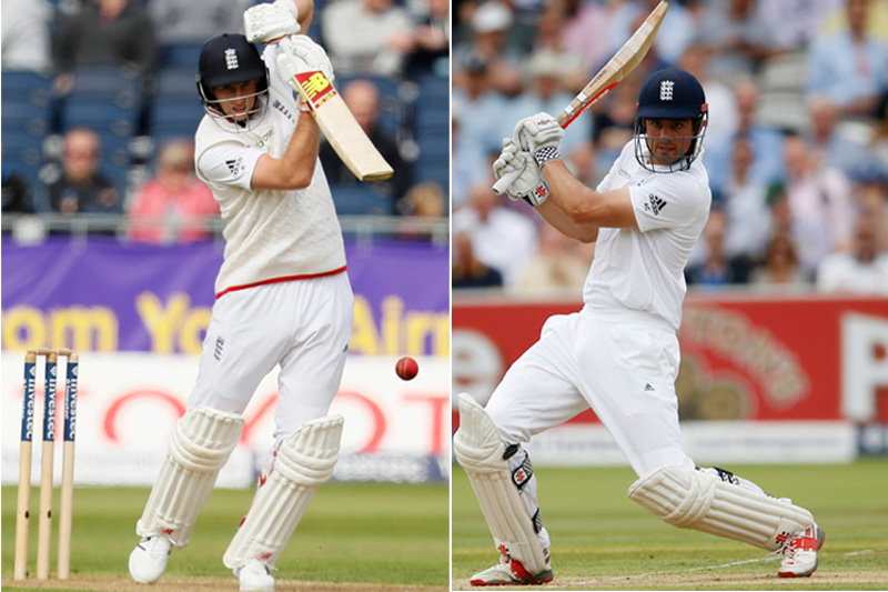 File photos of England batsmen Joe Root (left) and Alaistair Cook. Photos: Reuters