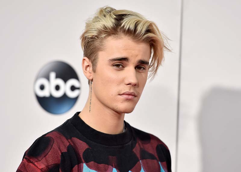 File- Justin Bieber arrives at the American Music Awards at the Microsoft Theater in Los Angeles, on November 22, 2015. Photo: AP