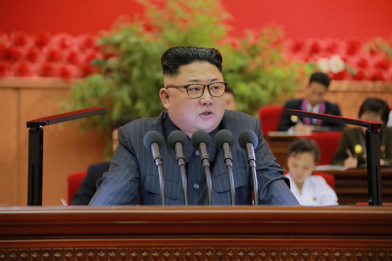 North Korean leader Kim Jong Un gives a speech at the 9th Congress of the Kim Il Sung Socialist Youth League in this undated photo released by North Korea's Korean Central News Agency (KCNA) in Pyongyang on August 29, 2016. Photo: KCNA via Reuters