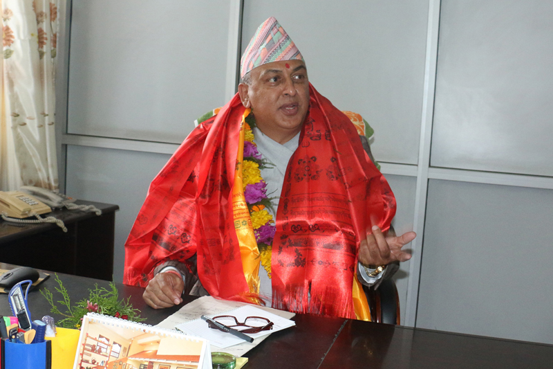 Newly appointed Minister for Forests and Soil Conservation Shankar Bhandari assumes office, in Kathmandu, on Friday, August 26, 2016. Photo: RSS