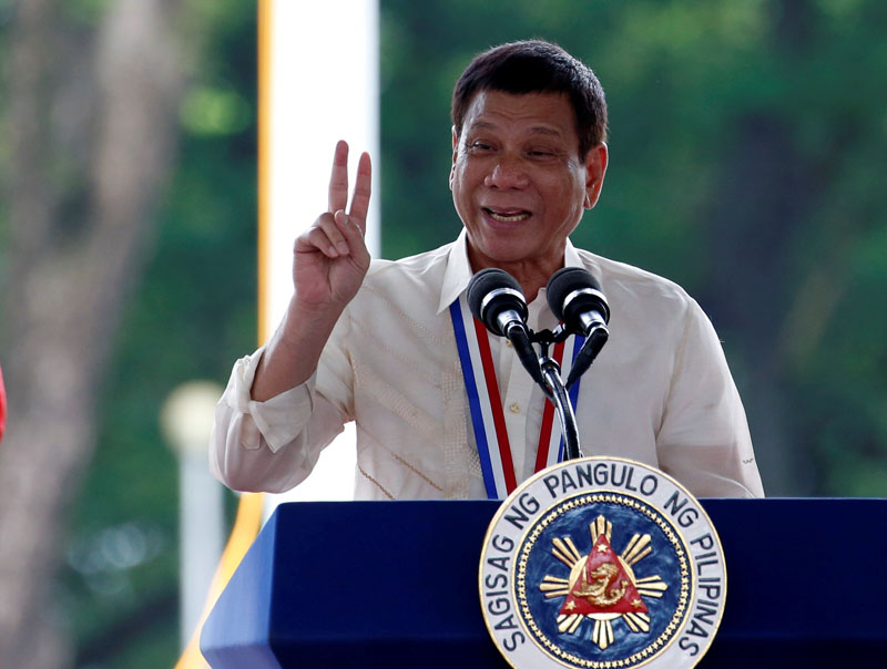 Philippine President Rodrigo Duterte speaks during a National Heroes Day commemoration at the Libingan ng mga Bayani (Heroes' Cemetery) in Taguig city, Metro Manila in the Philippines August 29, 2016. Photo: REUTERS