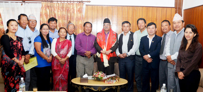 Prime Minister Pushpa Kamal Dahal meets a delegation representing former British Gurkhas at the PM's official residence in Baluwatar, Kathmandu, on August 27, 2016. Photo: PM's Secretariat