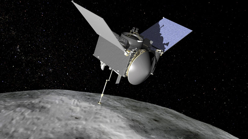 The Origins, Spectral Interpretation, Resource Identification, Security-Regolith Explorer (OSIRIS-REx) spacecraft which will travel to the near-Earth asteroid Bennu and bring a sample back to Earth for study is seen in an undated NASA artist rendering. Photo: NASA