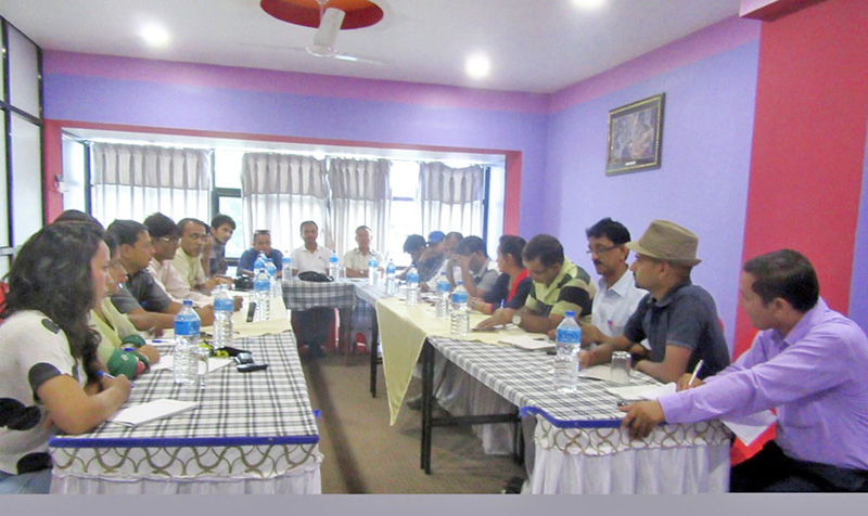 Stakeholders attending an interaction programme to gather people's support for the demand to declare, schools as the zone of peace, in Itahari of Sunsari district, on Monday, August 22, 2016. Photo: RSS