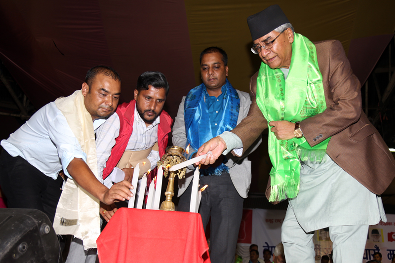 Nepali Congress President Sher Bahadur Deuba inaugurates 11th national general convention of the Nepal Students Union, student wing of the party, in Kathmandu, on Sunday, August 7, 2016. Photo: RSS