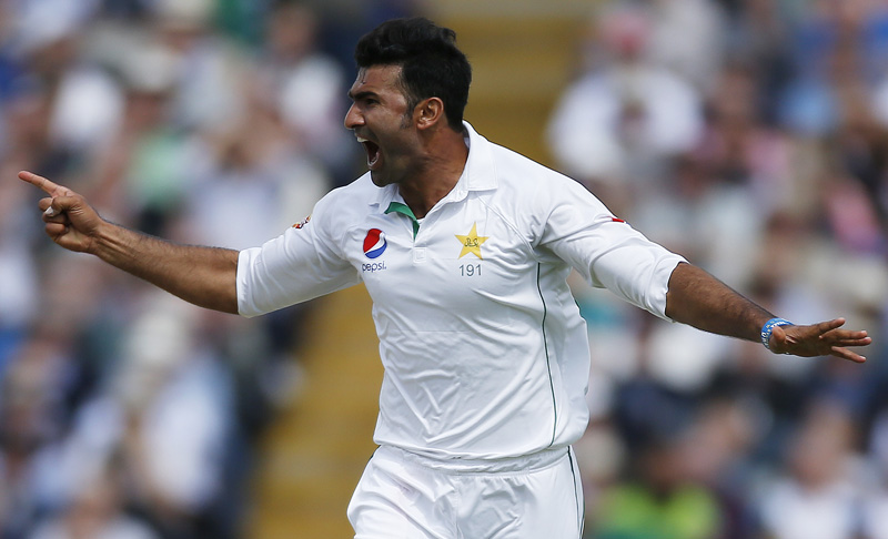 Pakistan's Sohail Khan celebrates taking the wicket of England's Joe Root (not pictured)n during Third Test match at Edgbaston, on Wednesday, August 3, 2016. Photo: Reuters