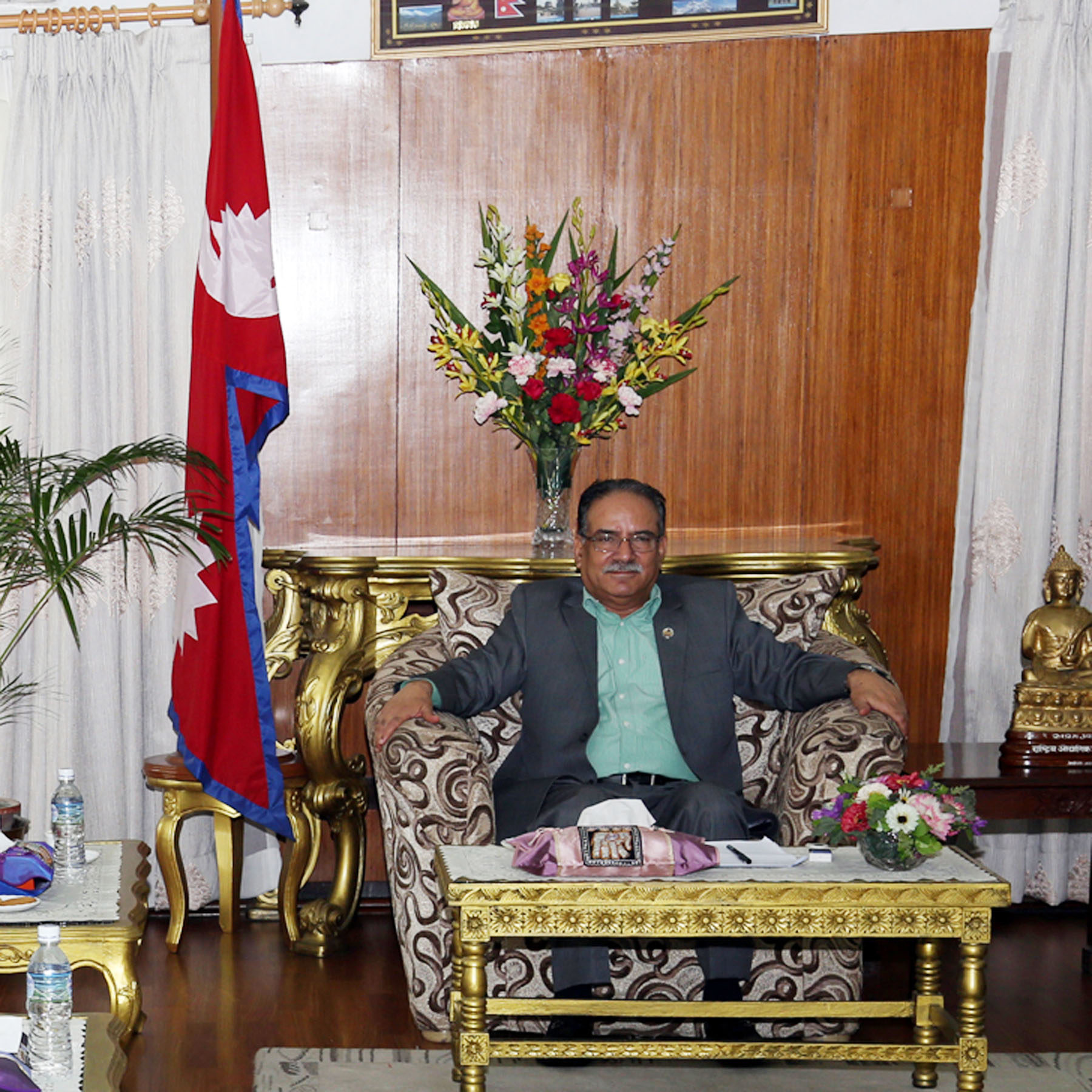 Prime Minister Pushpa Kamal Dahal attends the meeting of three major political parties CPN Maoist Centre and Nepali Congress; and the main opposition CPN-UML held at the Prime Minister's official residence in Baluwatar, on Tuesday, August 30, 2016. Photo: RSS