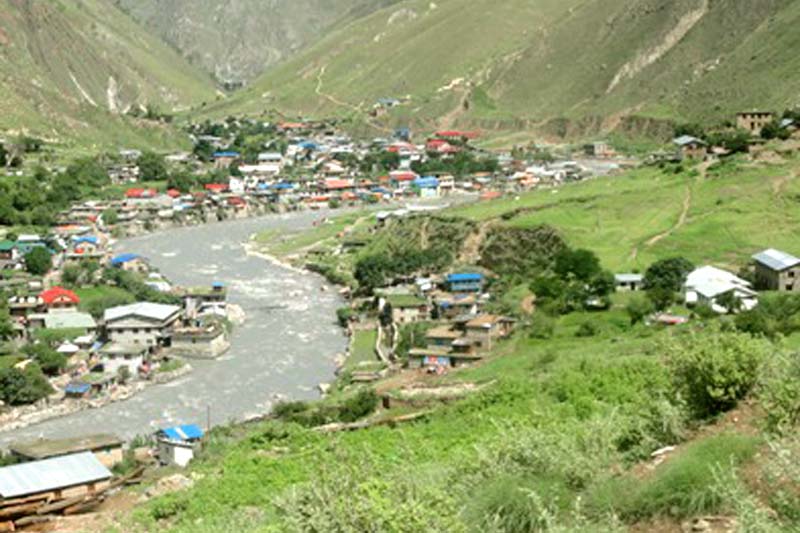 FILE: With the increase of water level in the Thulo Bheri, locals of Dunai, the district headquarters of Dolpa, are living under a constant threat of being submerged, on Tuesday, August 02, 2016. Photo: RSS
