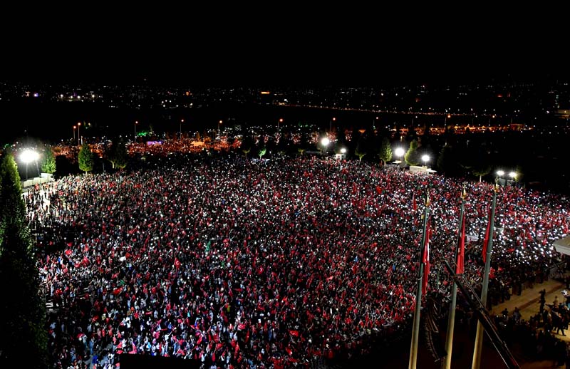 File- Supporters of Turkey's President Tayyip Erdogan gather in front of the Presidential Palace in Ankara, Turkey, on August 10, 2016. Photo: Reuters