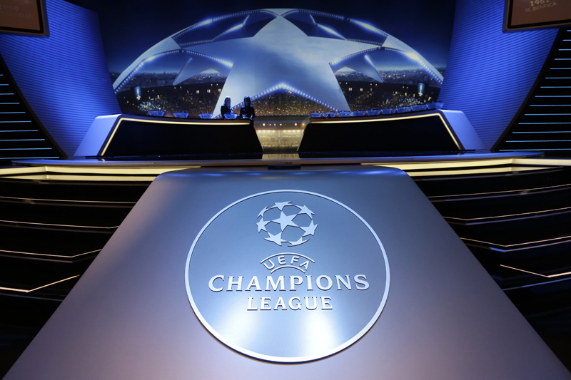 Logo of the UEFA Champions League is dislayed during the UEFA Champions League draw at the Grimaldi Forum, in Monaco, Thursday, August 25, 2016. Photo: AP