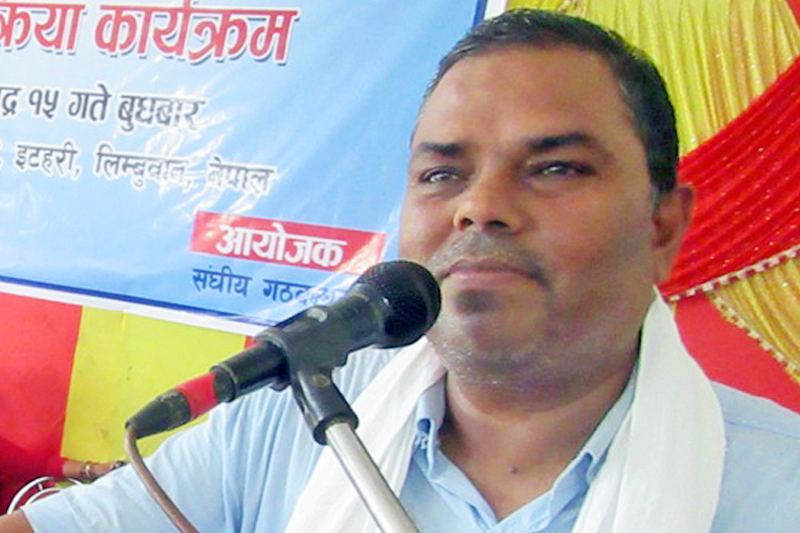 FILE: Federal Socialist Forum-Nepal Chairman Upendra Yadav, speaking at a programme in Itahari of Sunsari district, on Wednesday, August 31, 2016. Photo: RSS
