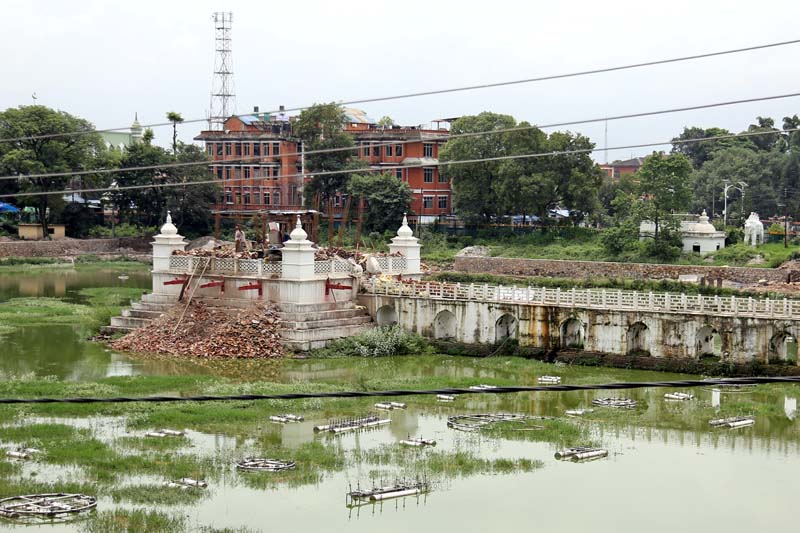 The under-construction Rani Pokhari that was destroyed in the earthquakes of April 2015, on Wednesday, August 10, 2016. Photo: RSS