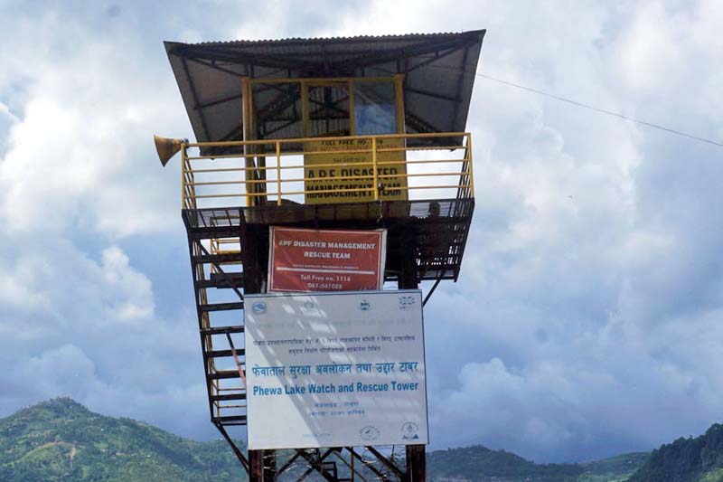 A watch and rescue centre set up at the shore of the Phewa Lake, in Pokhara of Kaski district, on Wednesday, August 9, 2016. Photo: Bharat Koirala/ THT