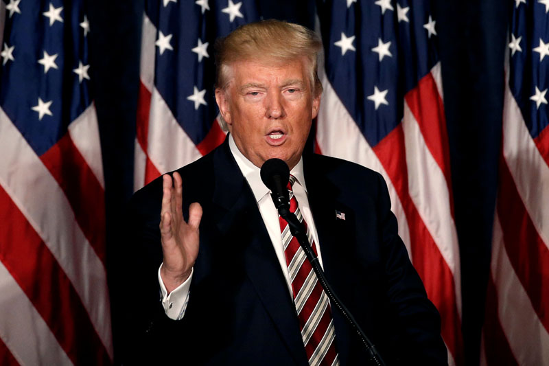 Republican presidential nominee Donald Trump speaks at the Union League of Philadelphia in Philadelphia, Pennsylvania, US, on September 7, 2016. Photo: Reuters