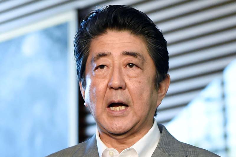 Japan's Prime Minister Shinzo Abe speaks to media after reports on  a suspected nuclear test by North Korea, at his official residence in Tokyo, Japan, on September 9, 2016. Photo: Kyodo News via Reuters